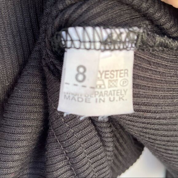 Nasty Gal Collection Black Ribbed Ruffle Mini Dress S - Picture 6 of 6